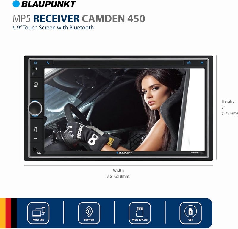 Blaupunkt Camden 450 2DIN Bluetooth Mechless Digital Multimedia Receiver - Image 2
