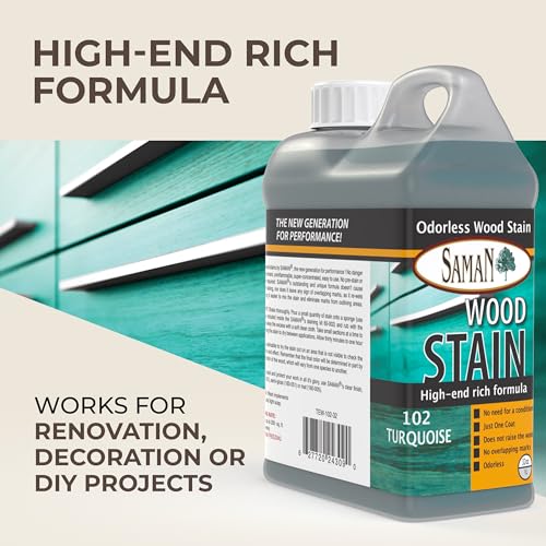 SamaN Interior Water Based Wood Stain - Natural Stain for Furniture, Moldings, Wood Paneling, Cabinets (Turquoise TEW-102-32, 32 oz) - Image 2