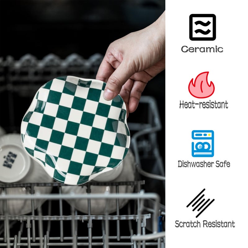 Miamolo Checkered Spoon Rest for Kitchen Counter, Cooking Spoon Holder for Stove Top, Large Utensil Spatula Rest Tray, Cute Kitchen Gadgets Gift for Housewarmings Weddings - Image 3