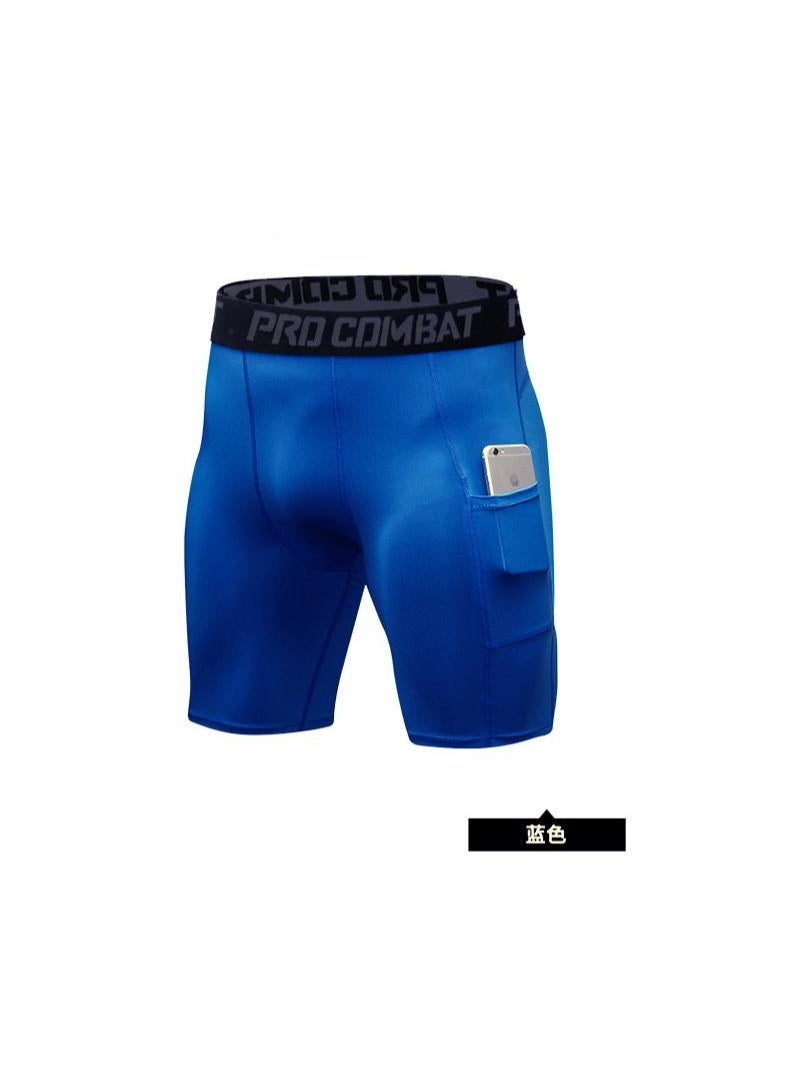 PRO Men Skinny Running Sports Tights Shorts With Pockets Outdoor Fitness Workout Underwear Athletic Gym Training Pants Leggings - Image 1