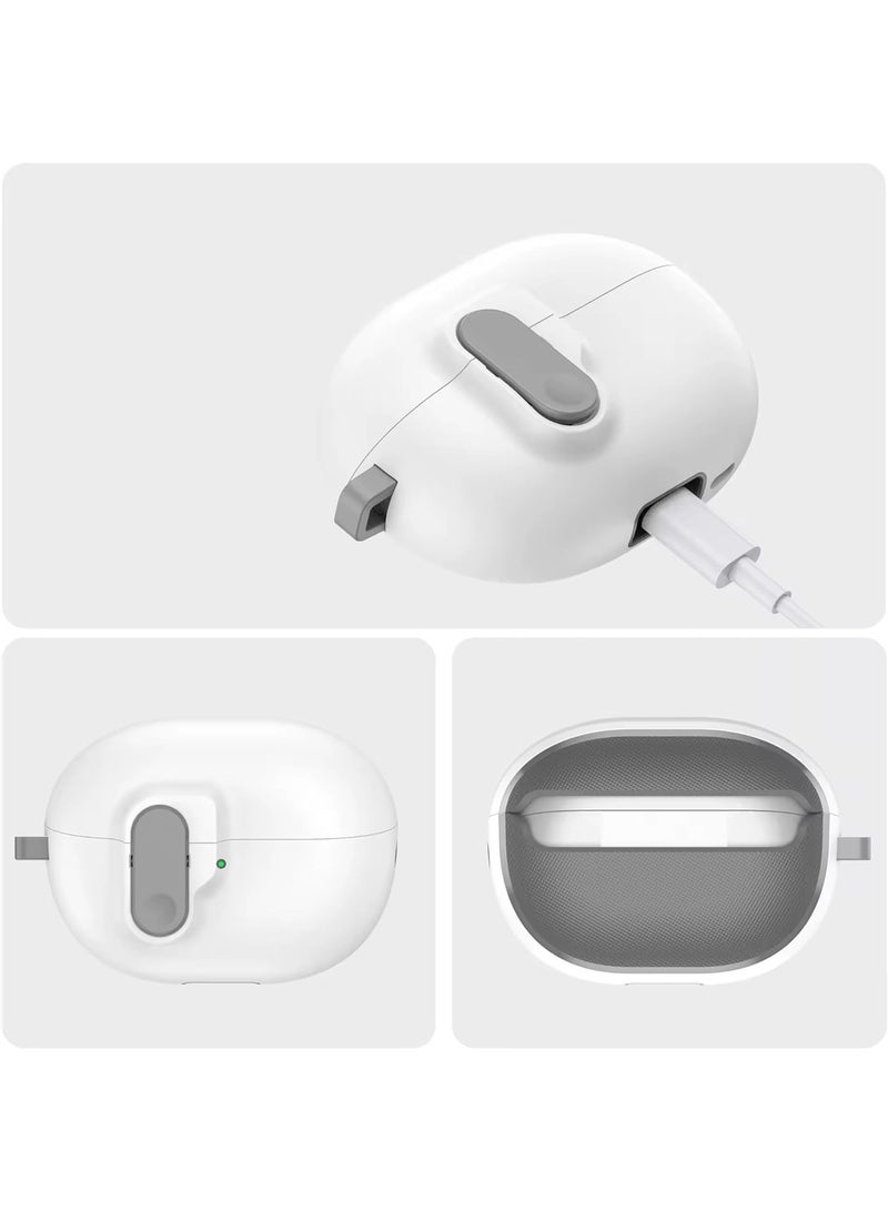 Premium Lock Cover For Huawei Freebuds pro 3 / Freebuds pro 4 Case With Secure Lock Shockproof ForHuawei freebuds pro 3/4 Case High Quality, Water Restrictions (White) - Image 2