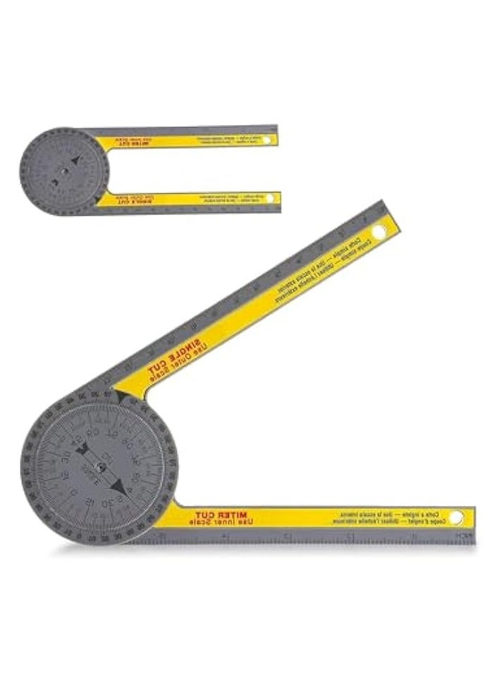 PROMASS Miter Saw Protractor Angle Finder Tool - 7.3 Inch Aluminum Metal Professional Miter Gauge for Inside/Outside Corners, Skirting, Woodworking, Carpenter, Plumber (Yellow)  - Image 1