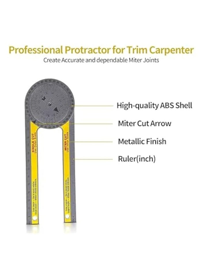 PROMASS Miter Saw Protractor Angle Finder Tool - 7.3 Inch Aluminum Metal Professional Miter Gauge for Inside/Outside Corners, Skirting, Woodworking, Carpenter, Plumber (Yellow)  - Image 2