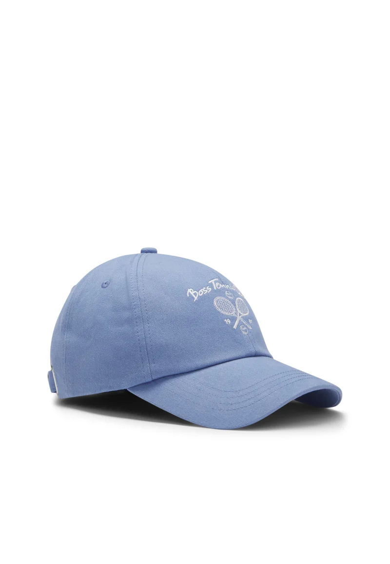 Cotton-twill cap with tennis artwork