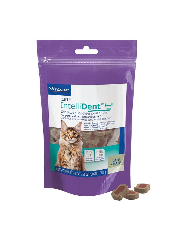 فيرباك Virbac CET IntelliDent Cat Bites مكافآت العناية بالأسنان للقطط من أجل أسنان ولثة صحية ونفس منعش بنكهة الدجاج، 90 لكل كيس - Image 1