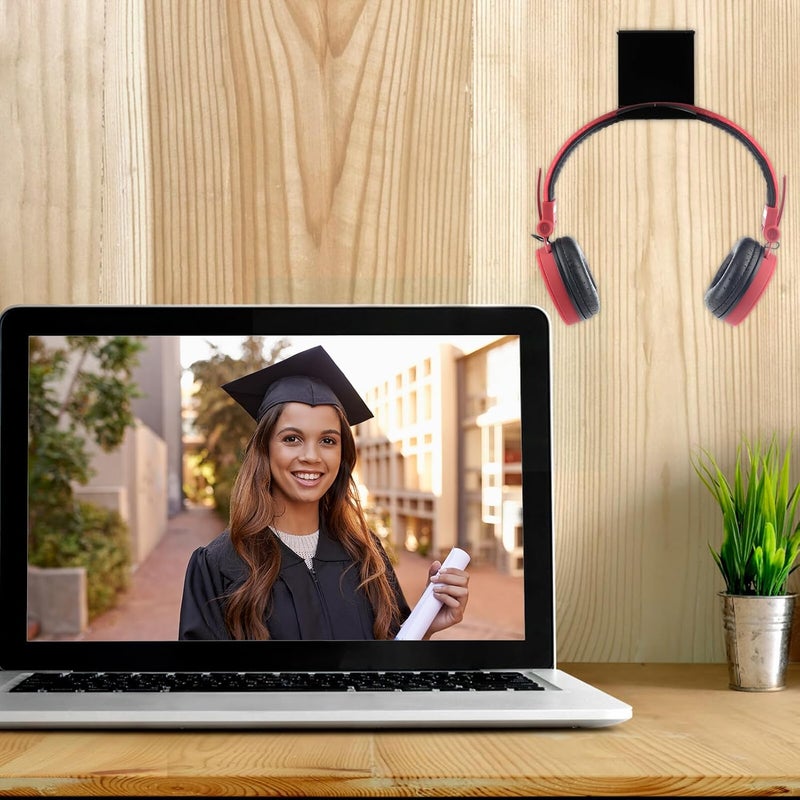 jojofuny 2pcs Adhesive Acrylic Headset Wall Holder Hooks Black, Headphone Hanger Mount for Gaming and Office, Space-Saving Headset Wall Hook Organizer - Image 5