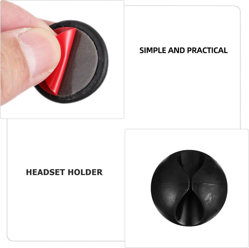 jojofuny 2pcs Adhesive Acrylic Headset Wall Holder Hooks Black, Headphone Hanger Mount for Gaming and Office, Space-Saving Headset Wall Hook Organizer - Image 3