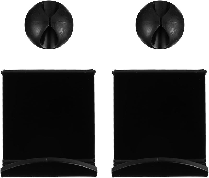jojofuny 2pcs Adhesive Acrylic Headset Wall Holder Hooks Black, Headphone Hanger Mount for Gaming and Office, Space-Saving Headset Wall Hook Organizer - Image 1