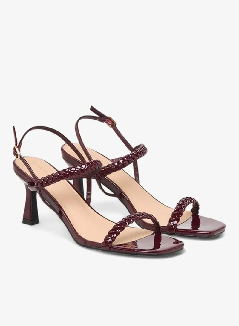 Women Braided Flared Heel Sandals