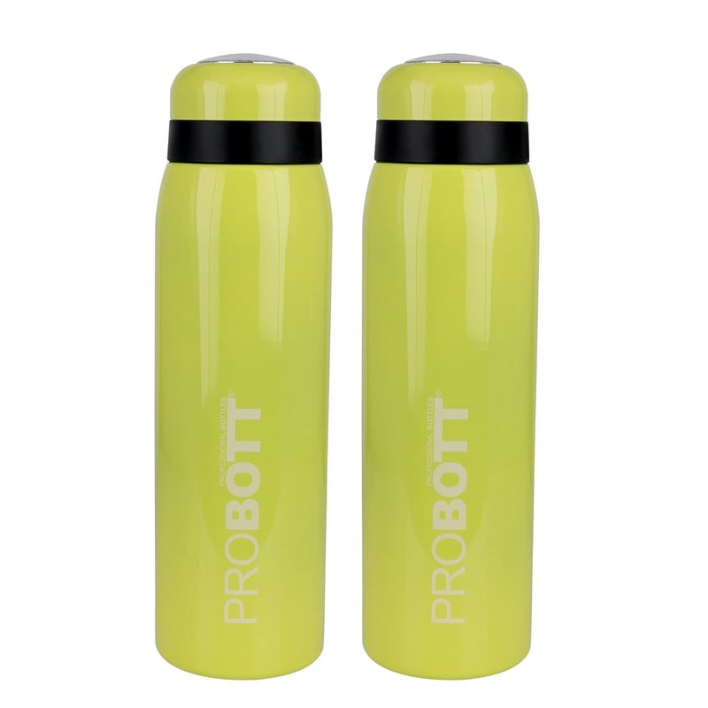 PROBOTT Thermosteel Vacuum Flask Hot & Cold Water Bottle Each 500ml -Yellow (Pack of 2) - Image 1