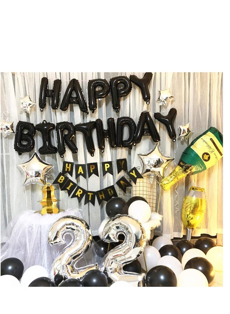 MARKQ Black Happy Birthday Balloon Banner [16 Inch] - Mylar Foil Birthday Letter Sign for Kids and Adults Party Decorations - Image 5