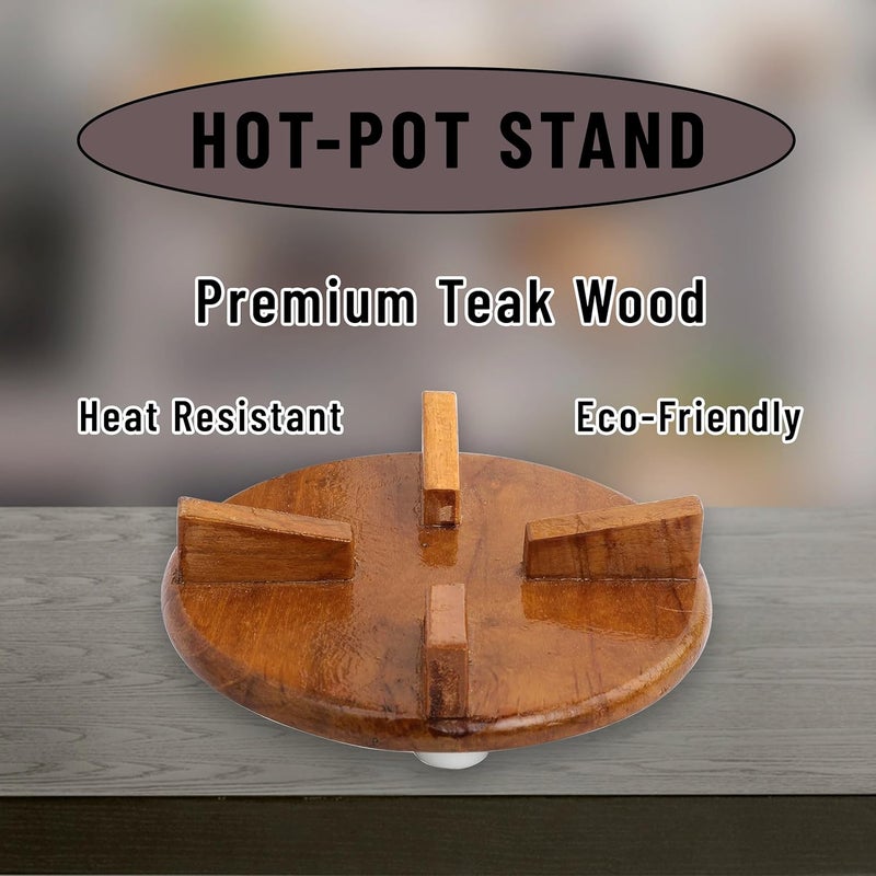 ROSTON ROSTON hotpot Stand for Kitchen Round Table Ring Set Hot Pot Stand Trivet Set of 3 ntural Teak Wood for Kitchen Dinning Table  - Image 5