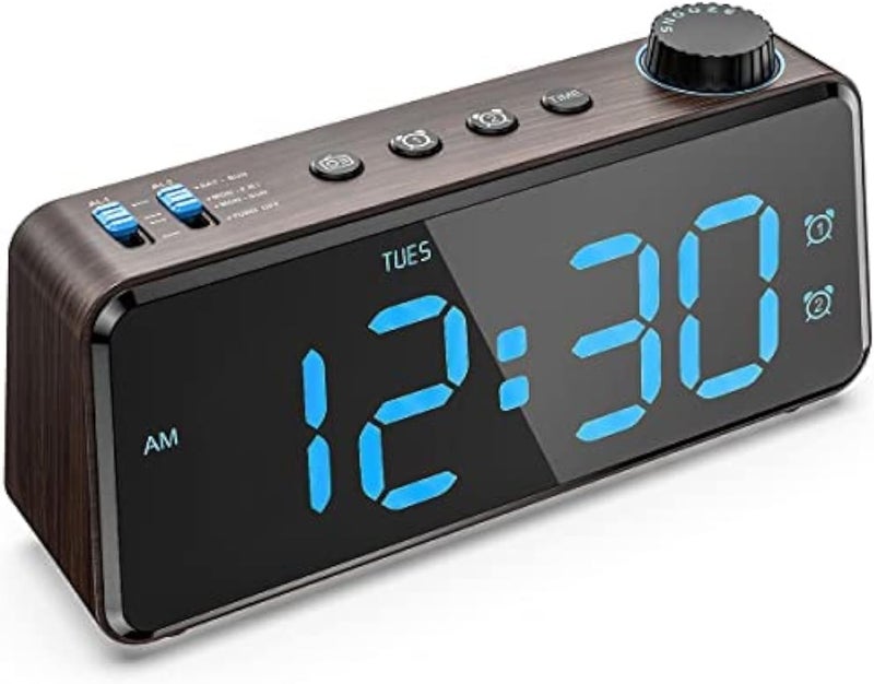 ANJANK Digital Radio Alarm Clock, 0-100% Dimmable, Double Alarm Clock with Weekdays/Weekend, USB Charger, Easy Setting, Mains Operated with Battery Backup, Large Display, Very Easy to Read All Rooms - Image 1