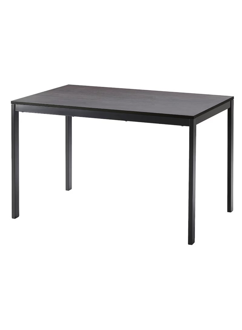 ماس طاولة طعام خشبية بتصميم حديث مستطيلة الشكل بأرجل معدنية للمطبخ وغرفة الطعام والمعيش متعددة الإستخدامات مقاس 107X70X76 سم اللون أسود - Image 1