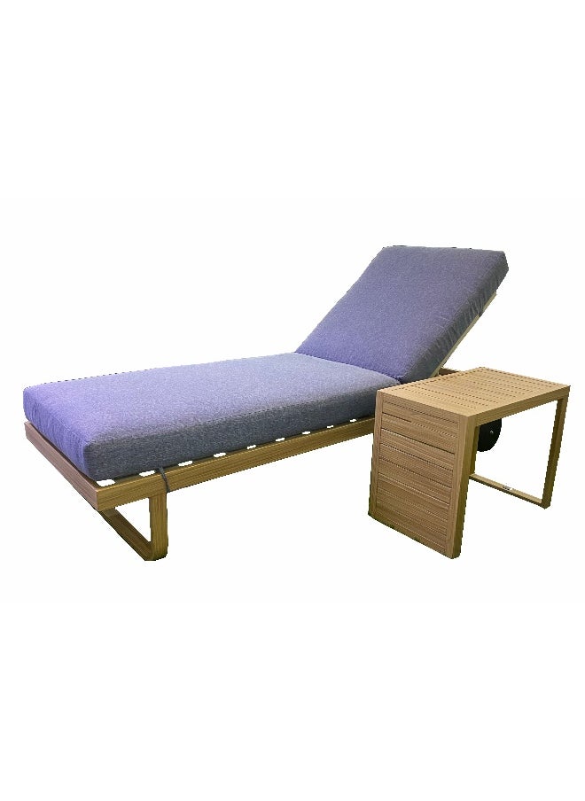 Oasis Casual Wood Paint Aluminium Sun Lounger with Cushion and Side Table  - Image 1