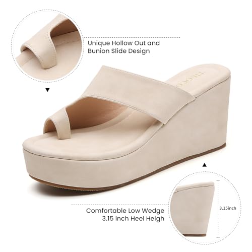 Tilocow Wedge Bunion Sandals for Women Platform Slipper High Heel Wedge Flip-Flop Light Weight Ladies Shoes - Image 3
