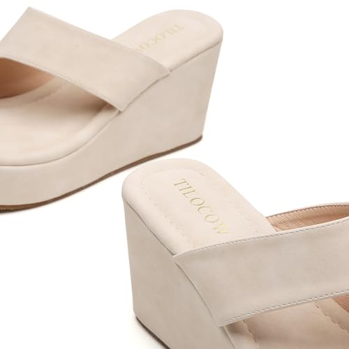 Tilocow Wedge Bunion Sandals for Women Platform Slipper High Heel Wedge Flip-Flop Light Weight Ladies Shoes - Image 4