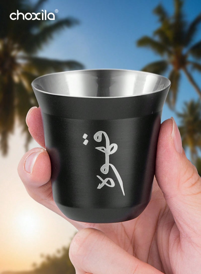 choxila 1pc 80ml Stainless Steel Arabic Coffee Cup, With Double layer anti scald structure, Tea cup, - Image 3