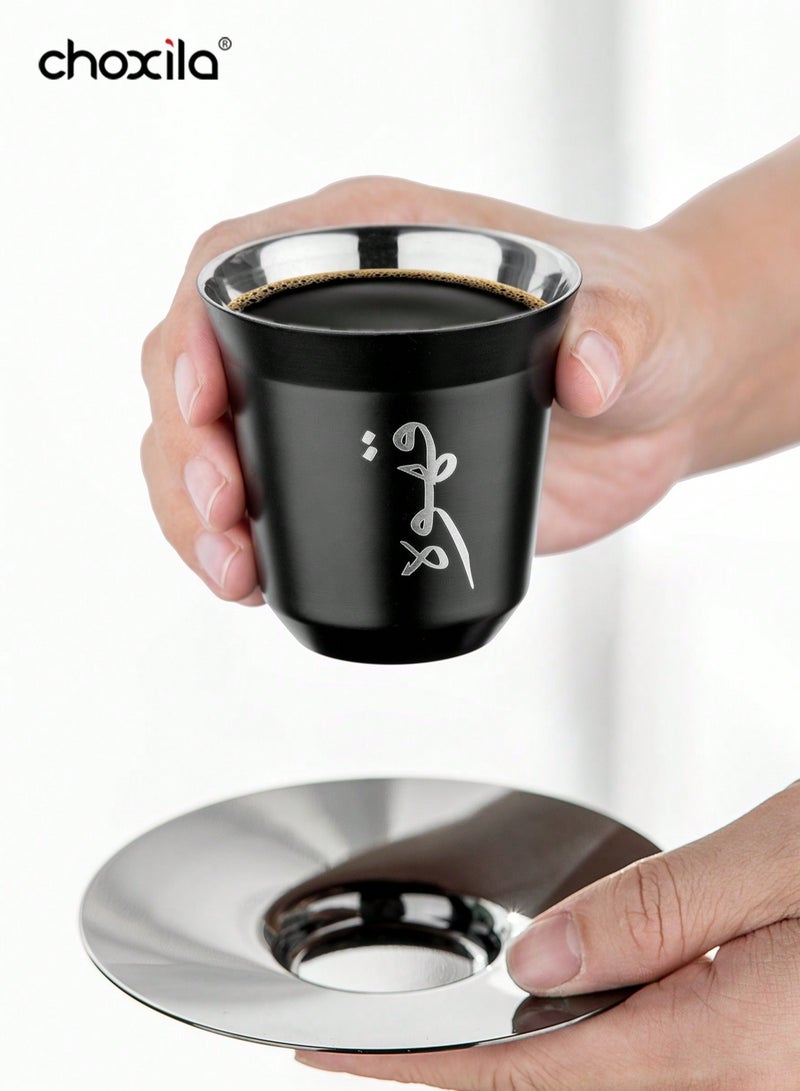 choxila 1pc 80ml Stainless Steel Arabic Coffee Cup, With Double layer anti scald structure, Tea cup, - Image 4