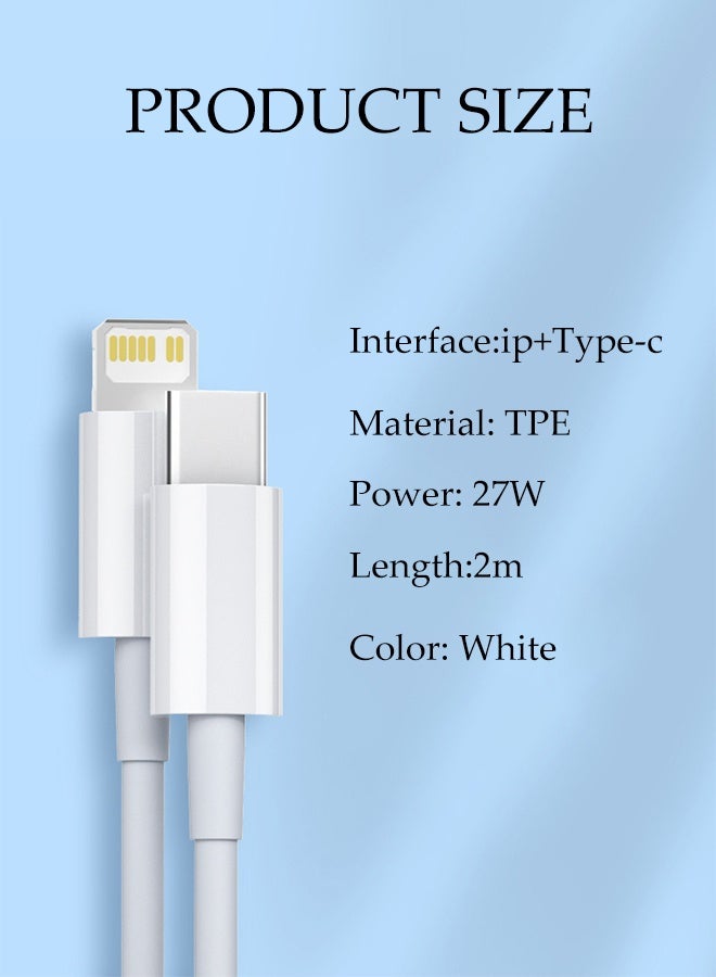 DUNISO 27W Data Cable USB-C To Lightning Charger Cable Premium Nylon Braided iPhone Charger Cable PD Fast Charging Durable Cable 2A Zinc Alloy Anti-Bending Anti-Fracture for iPhone 14/13/12/14 Pro Max/12 Mini/11/11PRO/XS/Max/XR/X/8Plus/iPad - Image 2