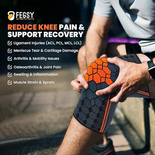 FEGSY Knee Support for Men Gym, Sports, Running, Knee Cap for Women Knee Pain, Knee Brace For Pain Relief, Knee Pad Leg Sleeves, Knee Compression Belt (S) - Image 3