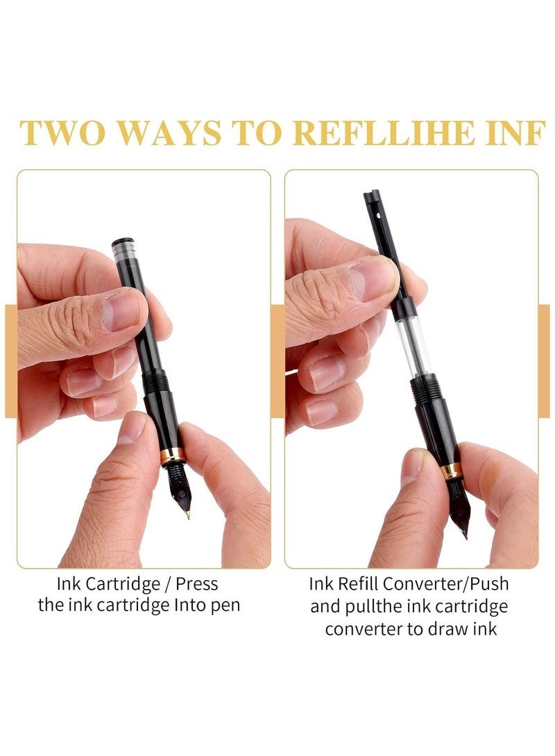 Luxury Fountain Pen Set, Fancy Fountain Pen Set, with 3 Different Nibs, Iridium Extra Fine and Fine and Bent Nib Metal Fountain Pen Calligraphy Pen Gift for Business Journal, Suitable 2.6mm Ink Cartridges - Image 5