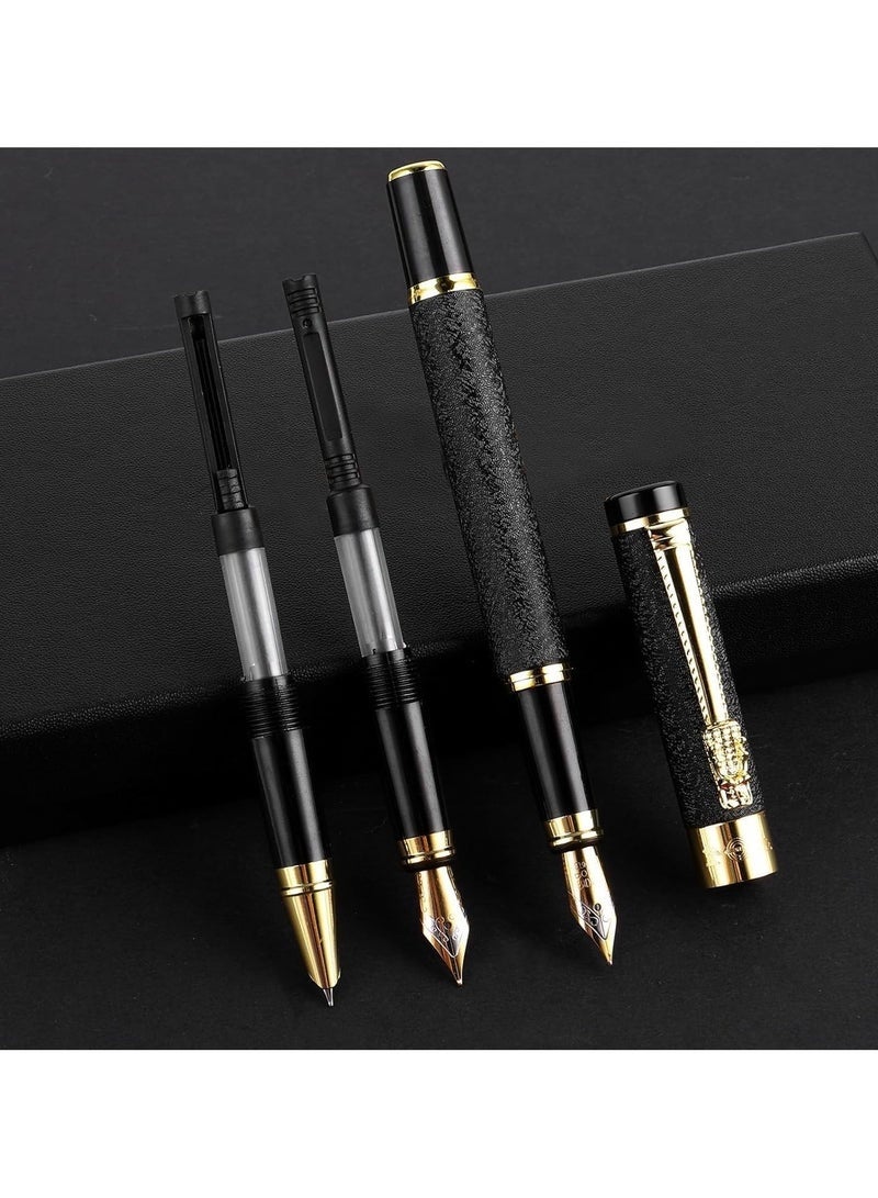 Luxury Fountain Pen Set, Fancy Fountain Pen Set, with 3 Different Nibs, Iridium Extra Fine and Fine and Bent Nib Metal Fountain Pen Calligraphy Pen Gift for Business Journal, Suitable 2.6mm Ink Cartridges - Image 1