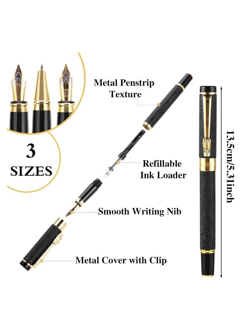 Luxury Fountain Pen Set, Fancy Fountain Pen Set, with 3 Different Nibs, Iridium Extra Fine and Fine and Bent Nib Metal Fountain Pen Calligraphy Pen Gift for Business Journal, Suitable 2.6mm Ink Cartridges - Image 3