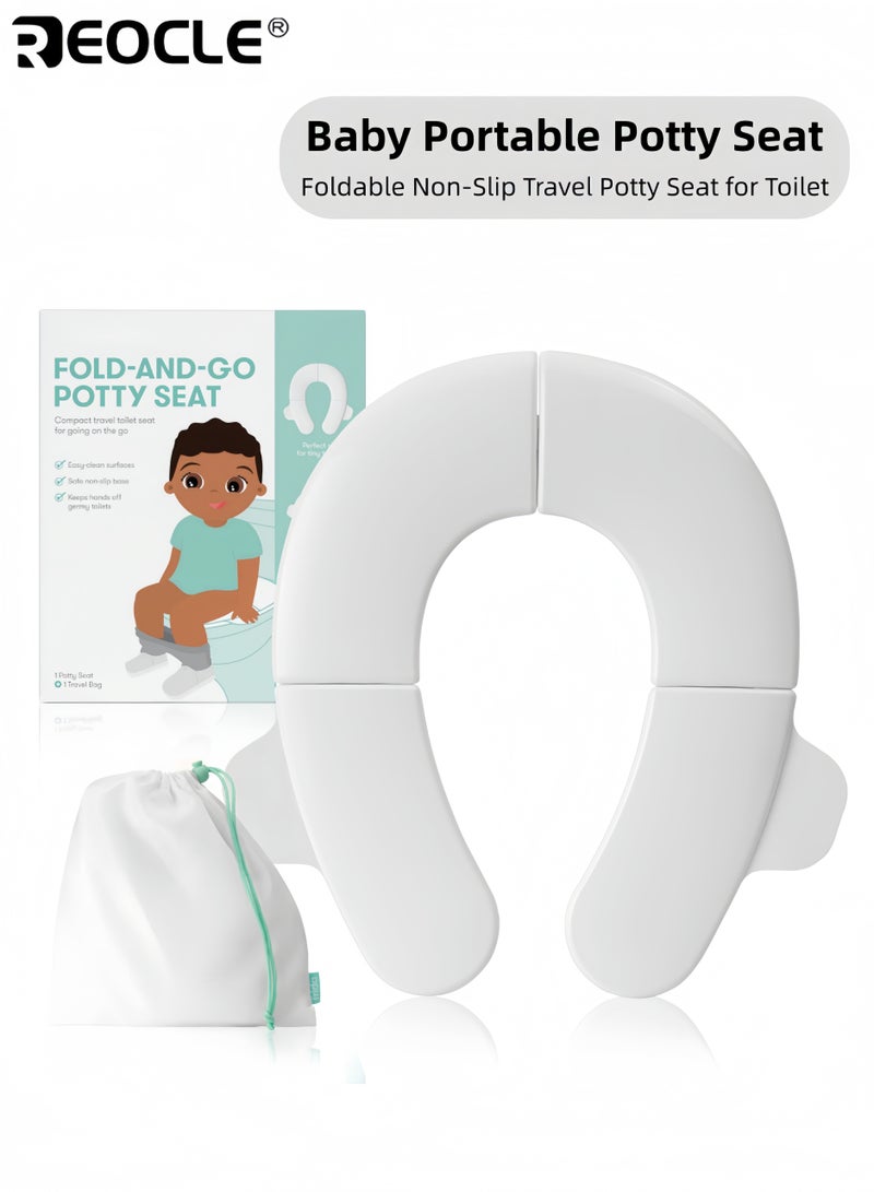 REOCLE Baby's Portable Potty Seat with Foldable Design and Non-Slip Base Travel Toilet Seat with Universal Fit for Toddler Training On The Go - Image 1