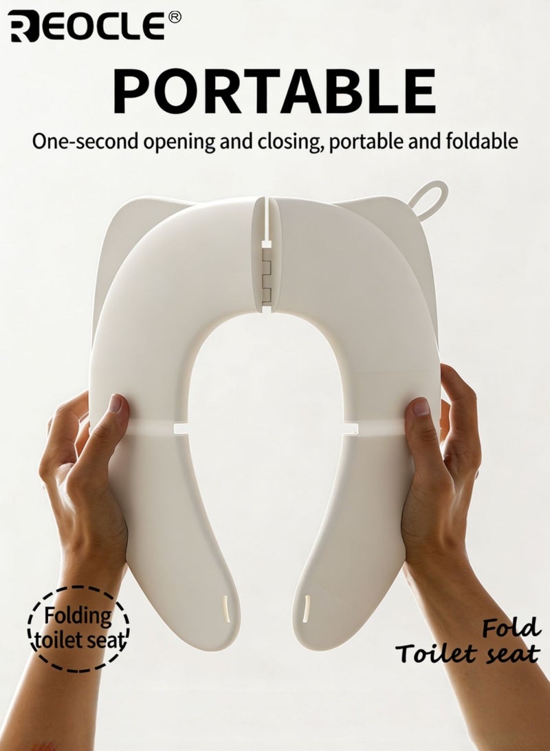REOCLE Baby's Portable Potty Seat with Foldable Design and Non-Slip Base Travel Toilet Seat with Universal Fit for Toddler Training On The Go - Image 2