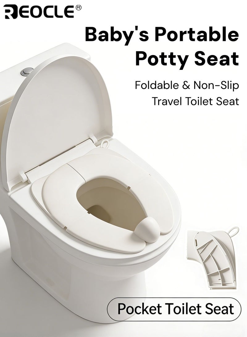 REOCLE Baby's Portable Potty Seat with Foldable Design and Non-Slip Base Travel Toilet Seat with Universal Fit for Toddler Training On The Go - Image 1