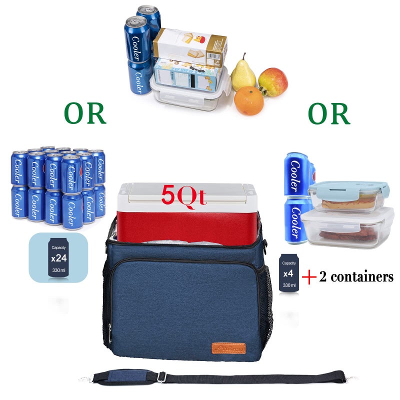 TuErCao Soft Cooler Bag Insulated Leakproof Portable Collapsible Small Ice Chest for Beach Picnic Camping Travel for Car Road Trips, Lunch Box Cooler for Men Work Hieleras para Trabajo, Blue - Image 3