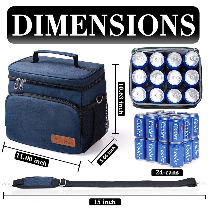 TuErCao Soft Cooler Bag Insulated Leakproof Portable Collapsible Small Ice Chest for Beach Picnic Camping Travel for Car Road Trips, Lunch Box Cooler for Men Work Hieleras para Trabajo, Blue - Image 2