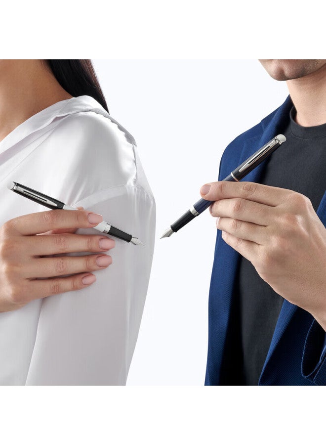 Waterman قلم حبر سائل ووتيرمان كلاسيك أسود وأبيض مع خرطوشة حبر + علبة هدايا سداسية - قلم توقيع للمكتب وهدايا عيد الميلاد - Image 3