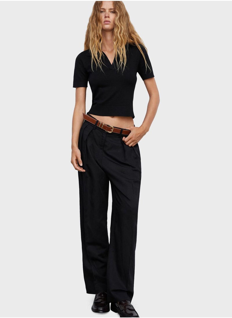 MANGO - Polo Neck Crop Sweater - Image 1