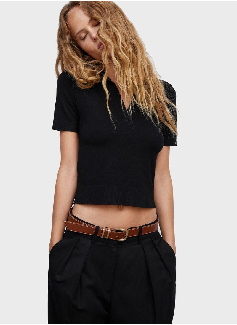 MANGO - Polo Neck Crop Sweater - Image 1