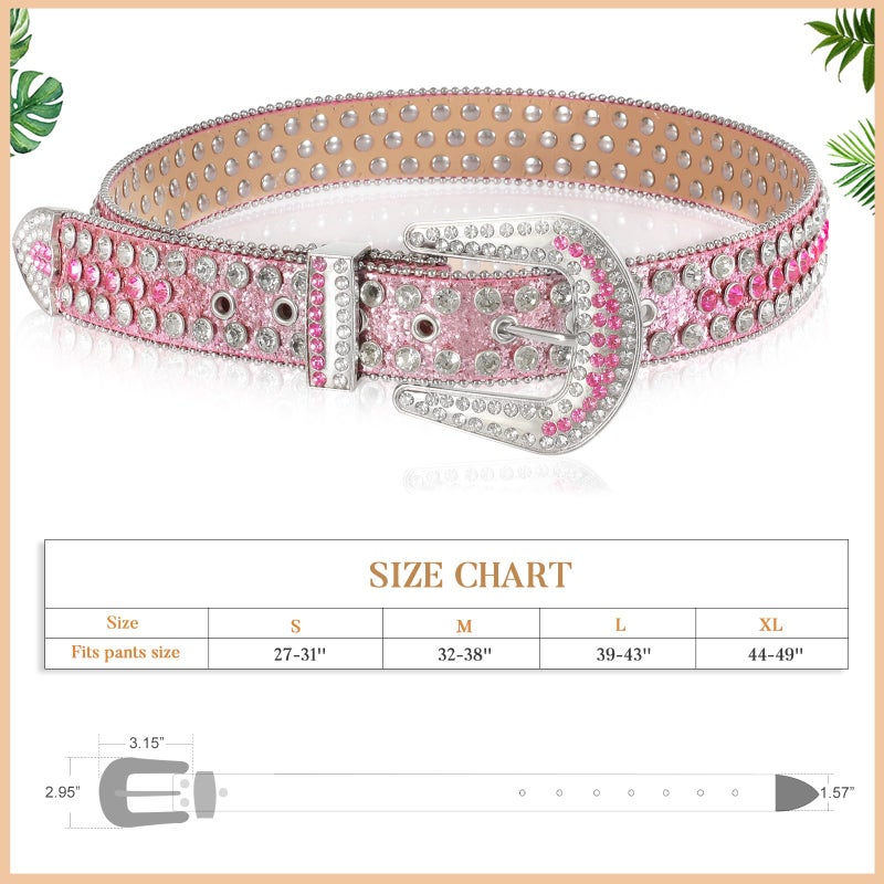 JASGOOD Women Men Rhinestones Belt,Bling Western Cowgirl Cowboy Studded Leather Belt Diamond Waist Belt for Jeans Pants - Image 5