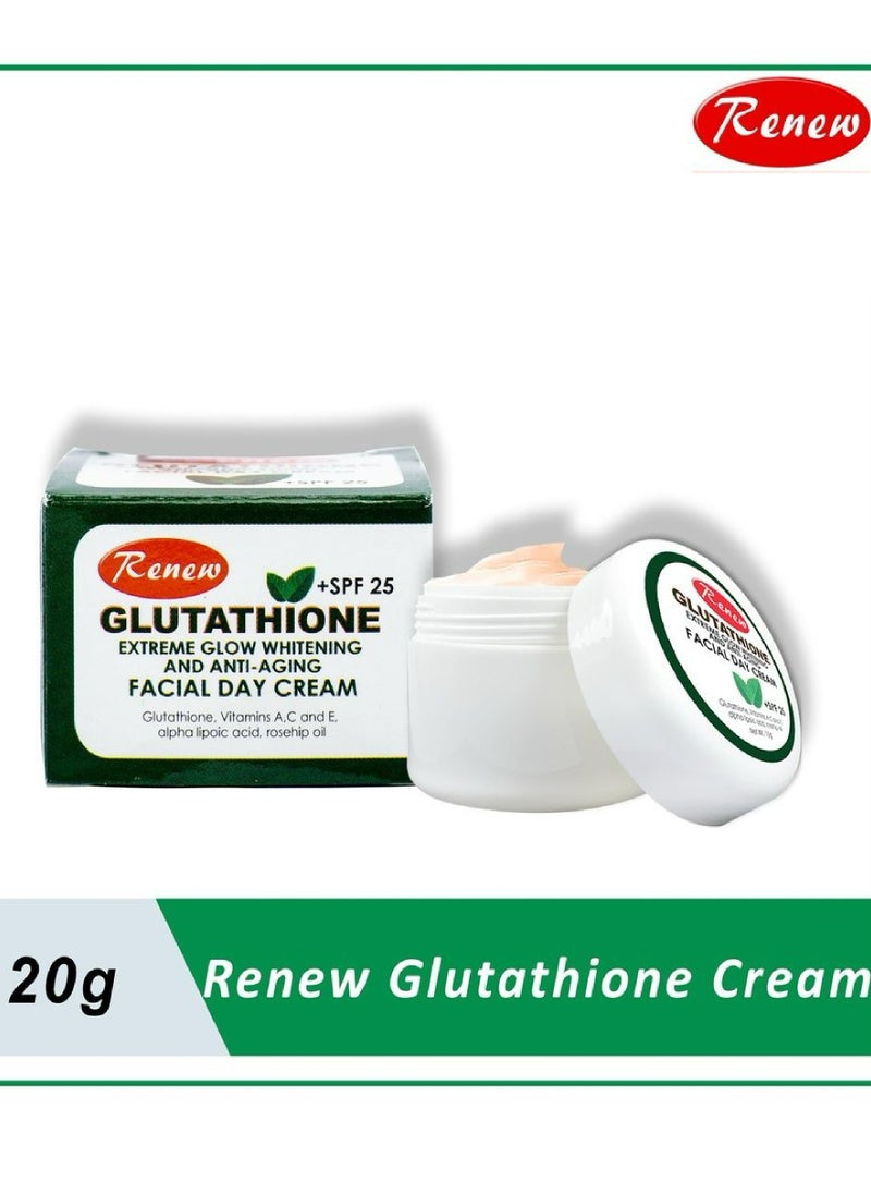 Renew Glutathione SPF+25 Extreme Glow Whitening And Anti-Aging Facial Cream 20g  - Image 1