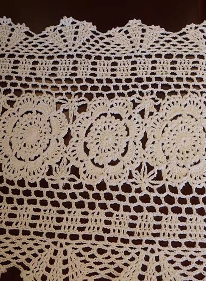 Phantomon Oval Lace Table Runner Doilies Floral Table Scarf Furniture Cloth Cover Handmade Crochet Placemats, 100% Cotton (Beige Oval, 12x24 Inch) - Image 2