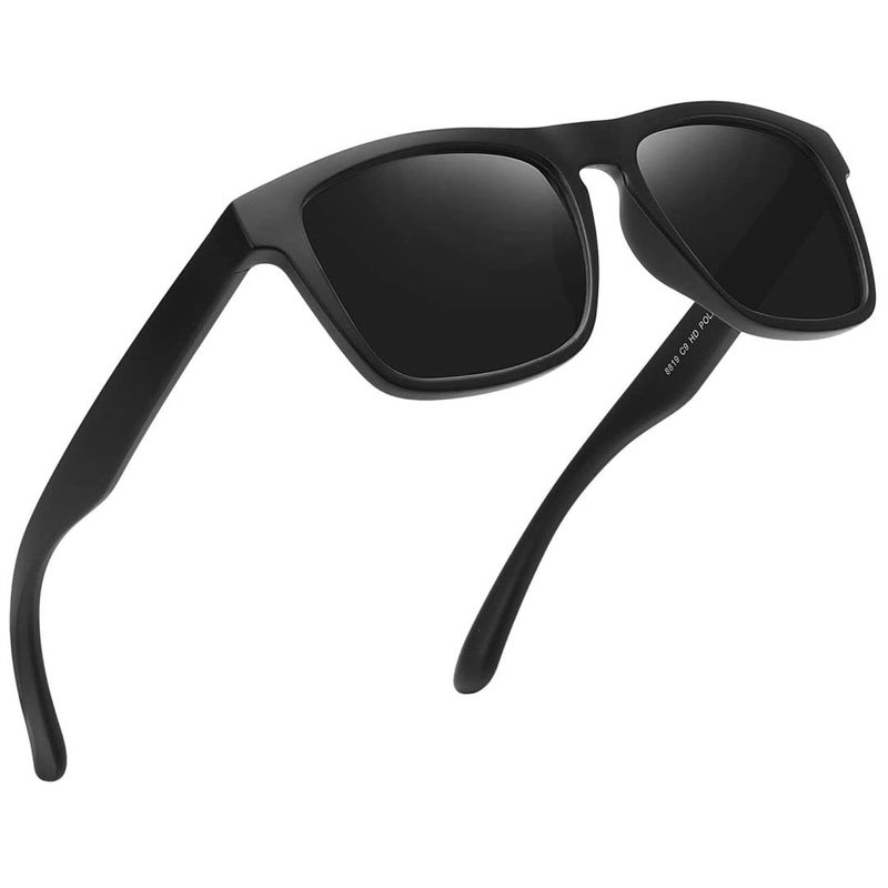 MEETSUN Polarized Sunglasses For Men Women UV Protection Square Frame Sport Fishing Driving Sunglasses (Black/Grey, 56) - Image 1