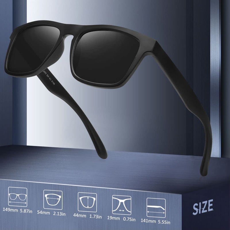 MEETSUN Polarized Sunglasses For Men Women UV Protection Square Frame Sport Fishing Driving Sunglasses (Black/Grey, 56) - Image 5