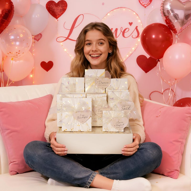 Qinline Teen Girl Gifts Trendy Stuff, 10 Positive Affirmation Cards & Empowering Challenges to Unlock 10 Wrapped Makeup Gift Set Motivational Birthday Easter Egg Stuffers Gift Basket for Tween & Teenage Girls - Image 3