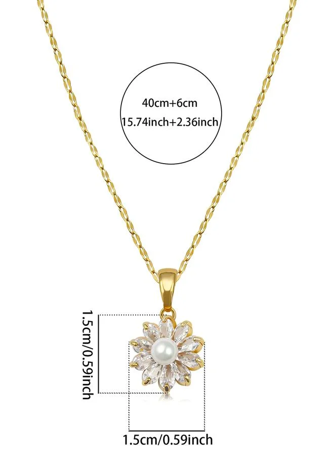 Take Two Take Two Silver Floral Embellished Drop Necklace