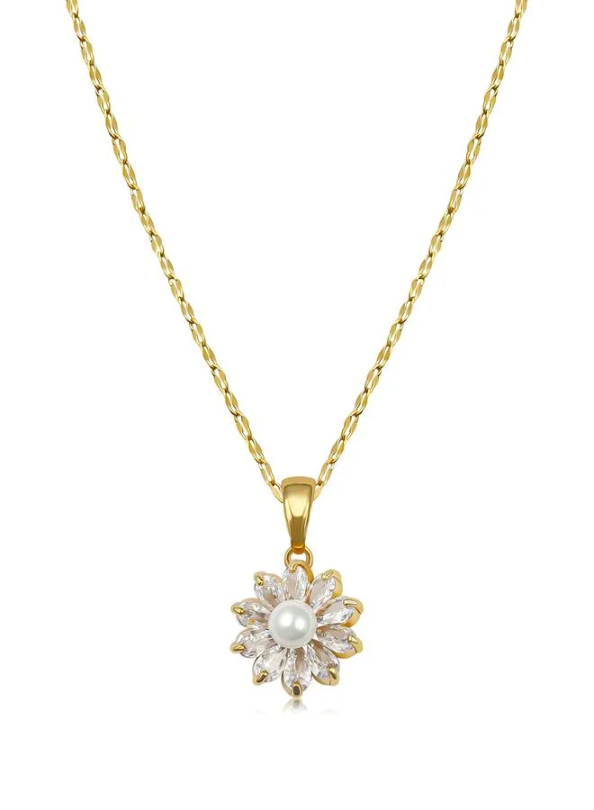 Take Two Take Two Silver Floral Embellished Drop Necklace