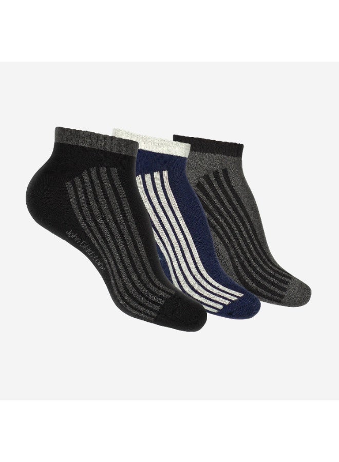John Gladstone Men's White Assorted  Sneaker Socks – Pack of 3 Comfortable Low-Cut Everyday Socks - Image 1