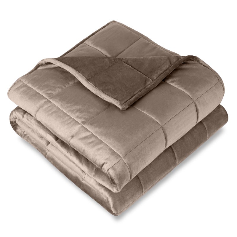 Bare Home Weighted Blanket Queen Size 17lb 60 x 80 for Adults  Minky Fleece  Premium Heavy Blanket Nontoxic Glass Beads Taupe 60x80