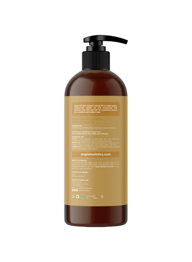 مايبل هوليستكس زيت الجوجوبا العضوي المعصور على البارد غير المكرر - زيت الجوجوبا النقي بنسبة 100% معتمد عضويًا للبشرة والشعر والأظافر - العناية بالبشرة العضوية والجمال الطبيعي زيت ناقل DIY - تم اختباره من قبل أطباء الجلدية وخالي من الكائنات المعدلة وراثيًا (16 أونصة) - Image 3