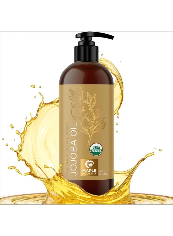 مايبل هوليستكس زيت الجوجوبا العضوي المعصور على البارد غير المكرر - زيت الجوجوبا النقي بنسبة 100% معتمد عضويًا للبشرة والشعر والأظافر - العناية بالبشرة العضوية والجمال الطبيعي زيت ناقل DIY - تم اختباره من قبل أطباء الجلدية وخالي من الكائنات المعدلة وراثيًا (16 أونصة) - Image 1