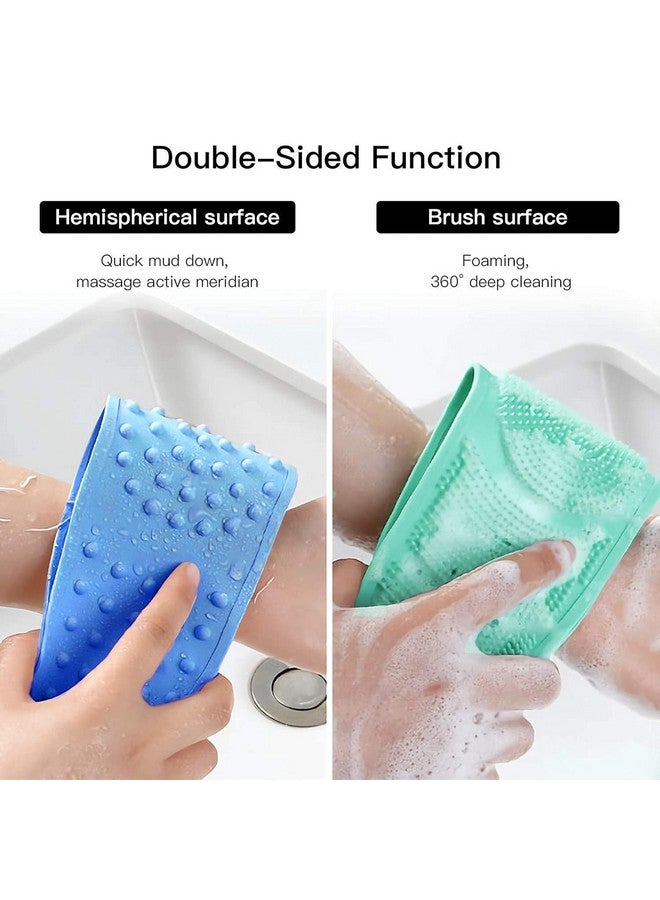 Feinerman Silicone Body Scrubber with Double-Sided Bath Brush - Deep Cleaning & Exfoliating Belt for Shower, Dead Skin Removal Massage Strap, Soft Silicone Bathing Brush for Men & Women (Multicolor) - Image 4