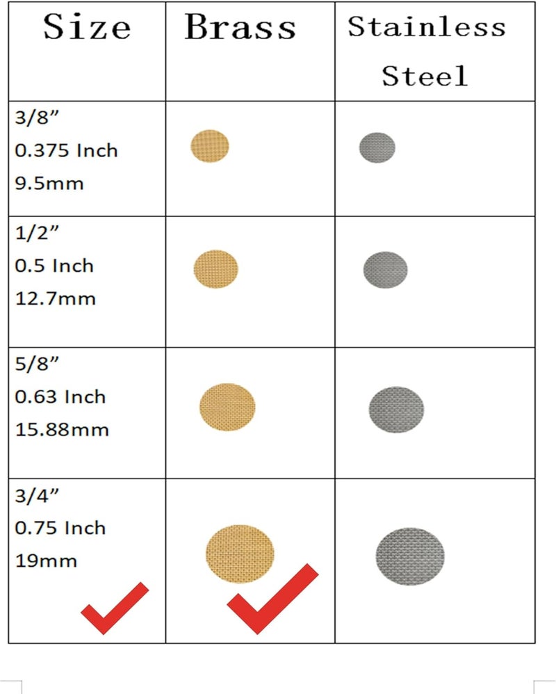 Ruilida Brass Pipe Screens 3/4 Inch 200pcs Premium Thick,0.75" Premium Pipe Screen Filters with Metal Storage Box - Image 2